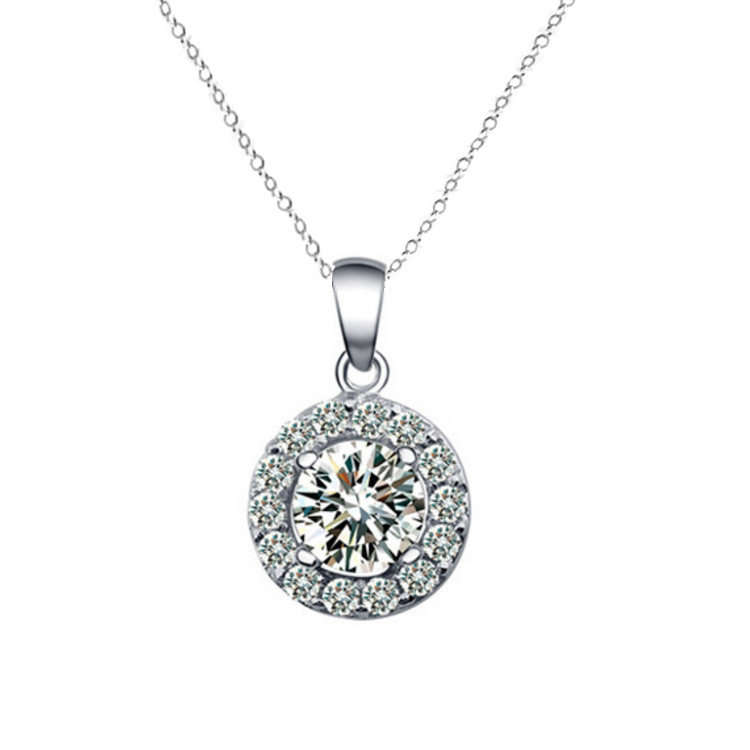 3.25 carat Round Cut Simulated Diamond Engagement Ring & Necklace Set . Size 9 / R3/4