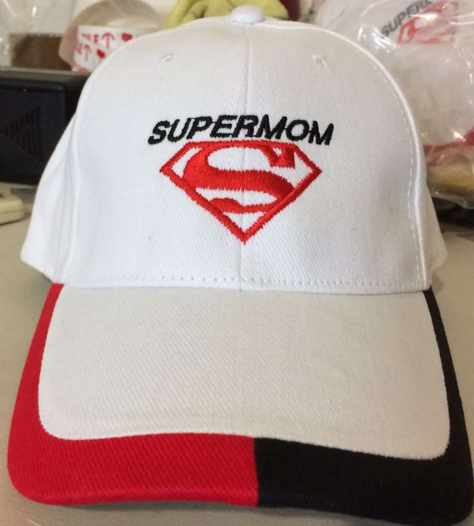 "SUPERMOM" Embroidered on a Top Quality Cap!