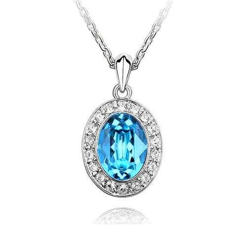 Aquamarine Oval Pendant Necklace