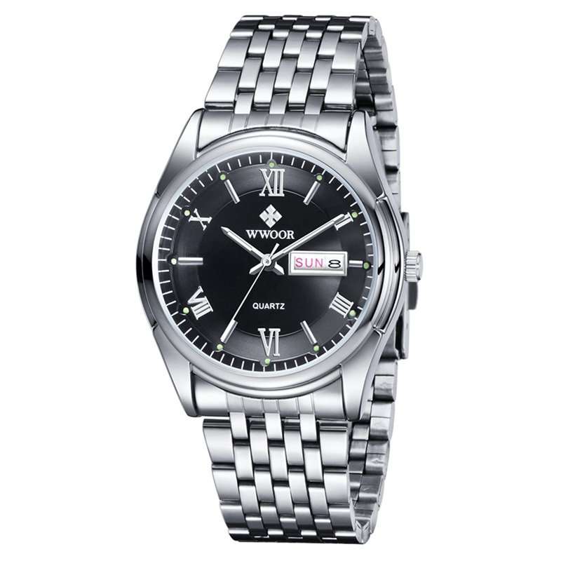 ***  WWOOR  ***   MENS DAY/DATE STAINLESS STEEL WATCH  -**  2 On Auction !!!  **