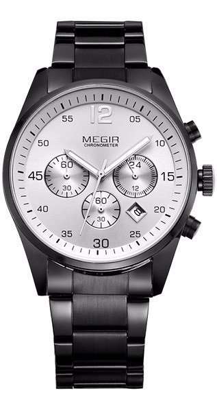 MEGIR MENS STAINLESS STEEL DATE WATCH - **WORKING SUB-DIALS** - BOX INCLUDED!!!