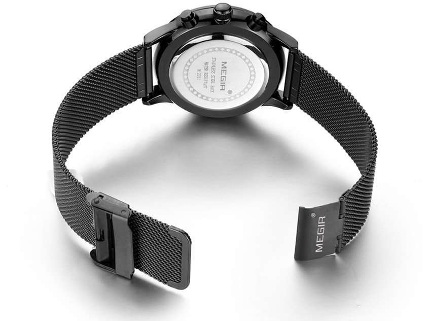 MEGIR MENS STAINLESS STEEL MESH STRAP DATE WATCH - **WORKING SUB-DIALS** - BOX INCLUDED!!!
