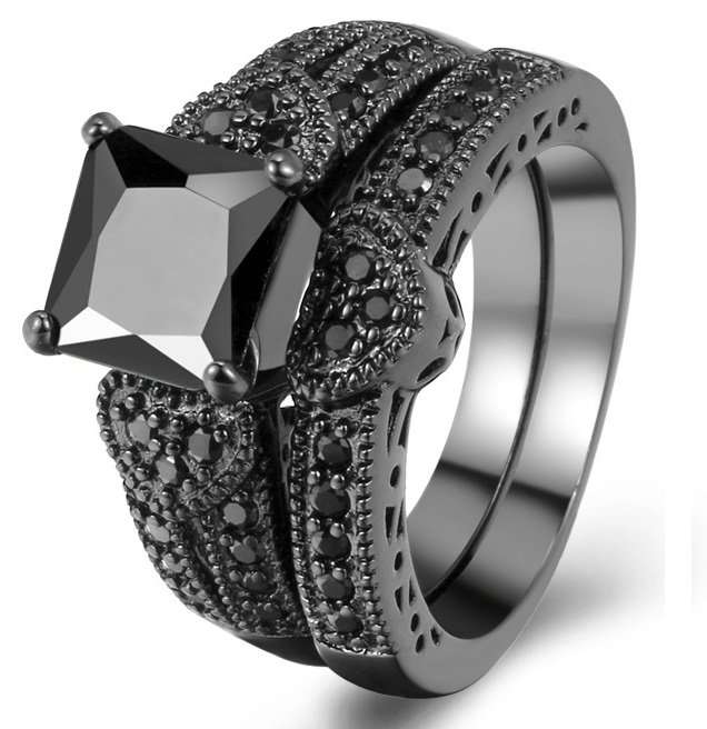 Stunning 3 Carat Simulated Diamond Wedding Ring Set(Double Band). Size : 6 / M