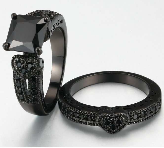 Stunning 3 Carat Simulated Diamond Wedding Ring Set(Double Band). Size : 6 / M