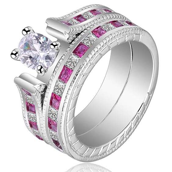 Exquisite 1.30 Carat Simulated Diamond Wedding Ring Set. Sizes Available :  6 ; 7 ; 8 ; 9  !!!