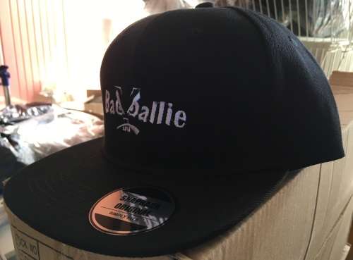 6 Panel Black SNAPBACK Cap-( Flat Peak) - With "Bad ballie" Embroidered