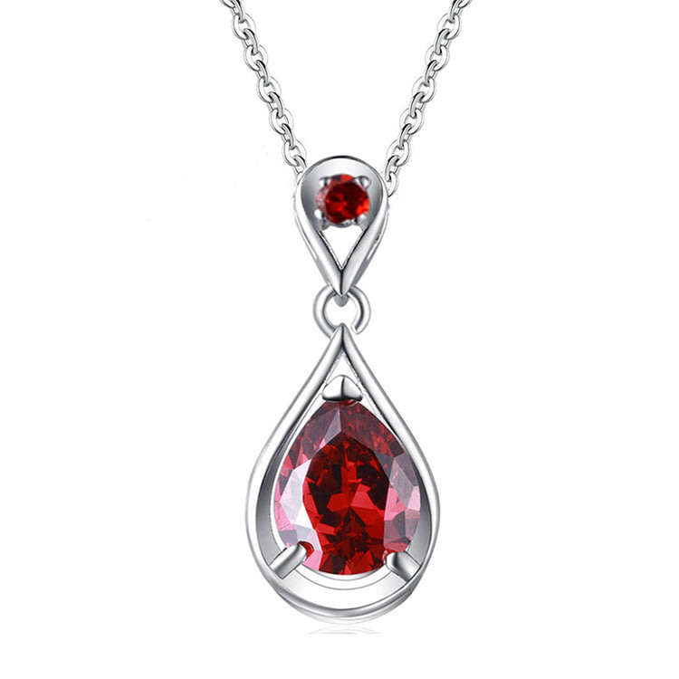 EXQUISITE | Pear Shaped Drop Style Simulated Ruby Pendant Necklace !!!