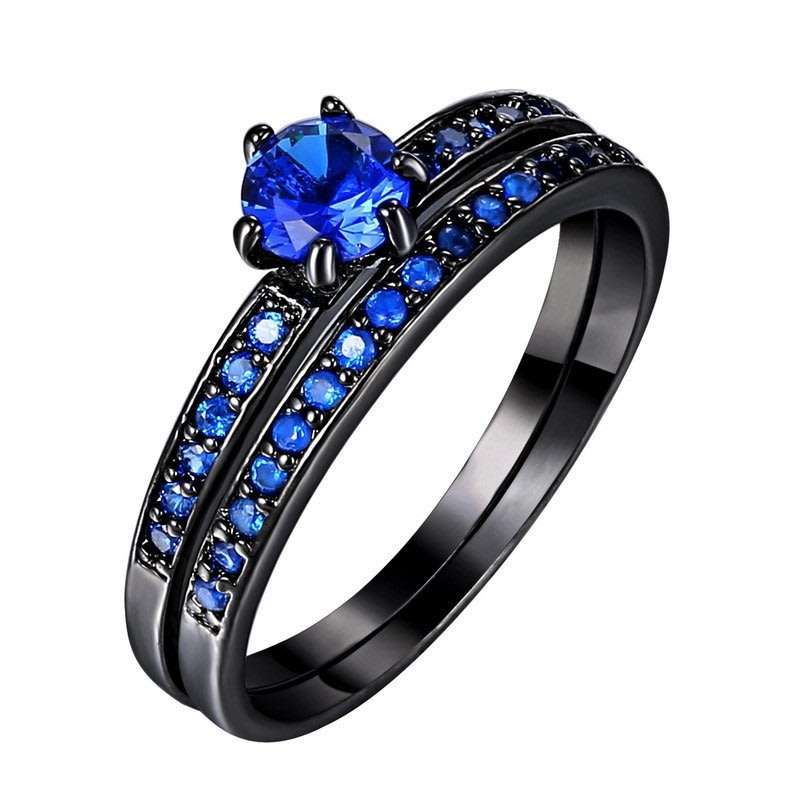 Exquisite 1 Carat Simulated Diamond Wedding Ring Set (Double Band). Size : 6 / M