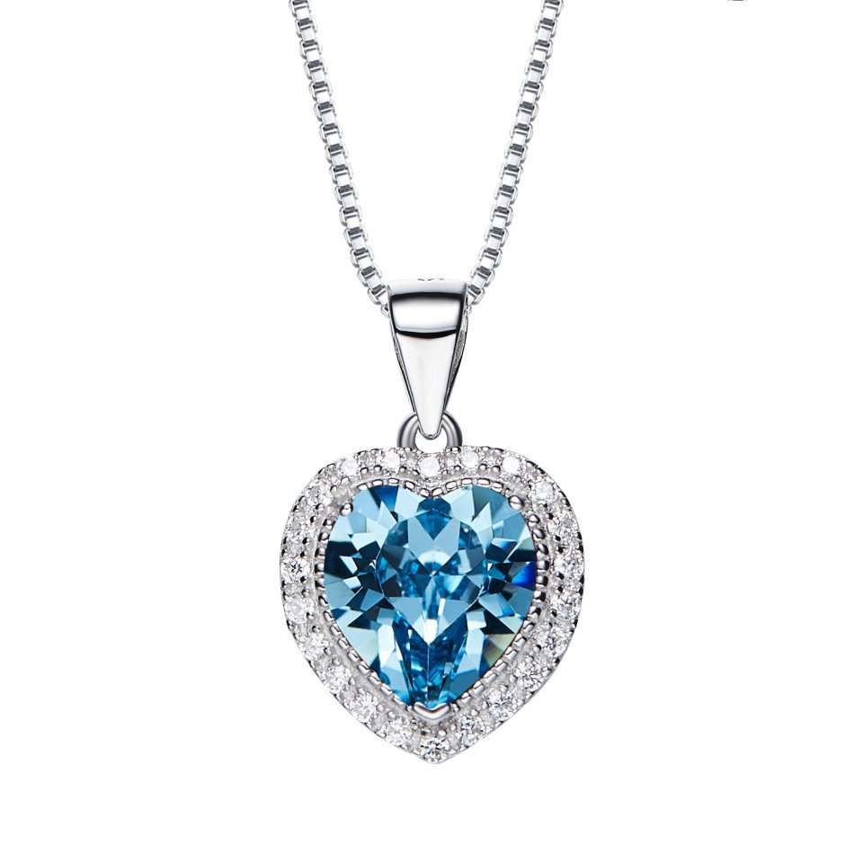 Heart Shaped Crystals from Swarovski Sterling Silver Pendant Necklace
