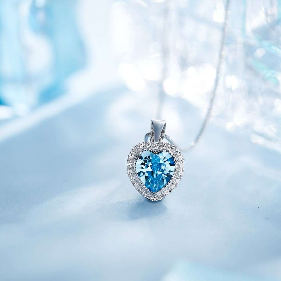 Heart Shaped Crystals from Swarovski Sterling Silver Pendant Necklace
