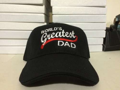 6 Panel Black  Cap Embroidered "World's Greatest Dad " ... 10 on Auction!