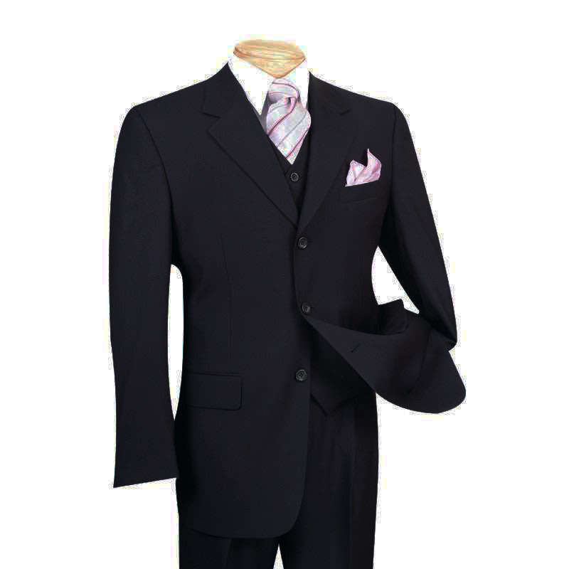 Jean Noir Men's Formal Two Piece Suit - Navy Blue | Jacket Size : 38R | Pants Size : 33