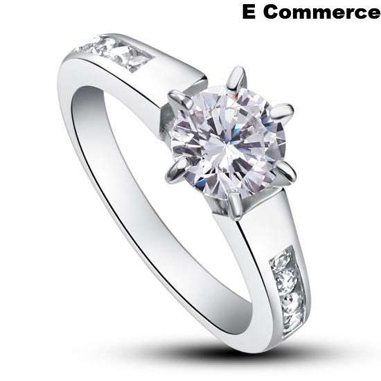 1.57 carat 6-Prong Solitaire with Channel Set Accents Lab Created Diamond Ring
