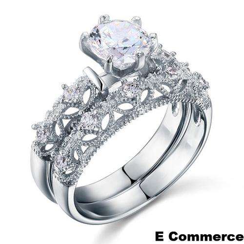 1.25 carat Cut Victorian Art 6-Prong Double Band Lab Created Diamond Engagement Ring - Size 7