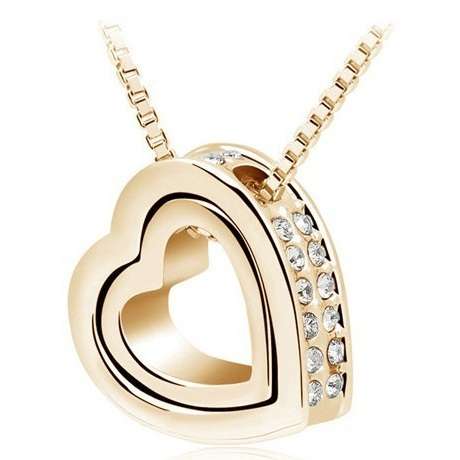 Double Heart Pendant Necklace!!!