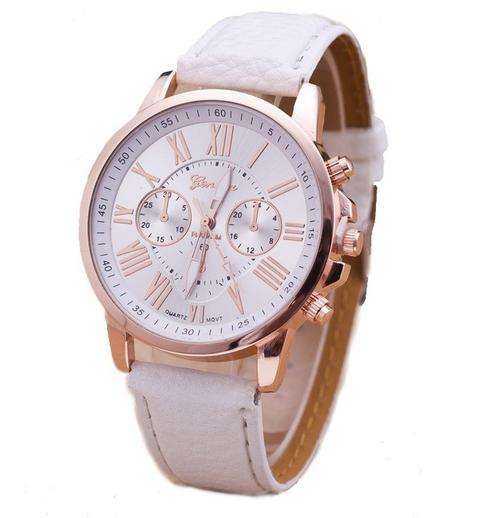 GENEVA Ladies White Faux Leather Watch