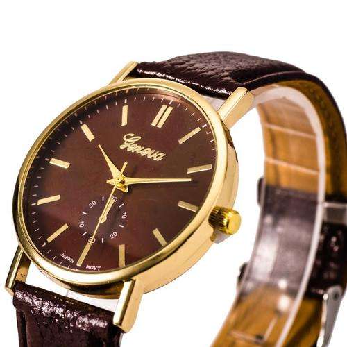 GENEVA Unisex Brown Faux Leather Watch