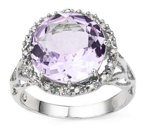 FINE SOLID 925 STERLING SILVER GENUINE PINK AMETHYST AND DIAMOND RING NO RESERVE!!!!!!!!!!!!!!!