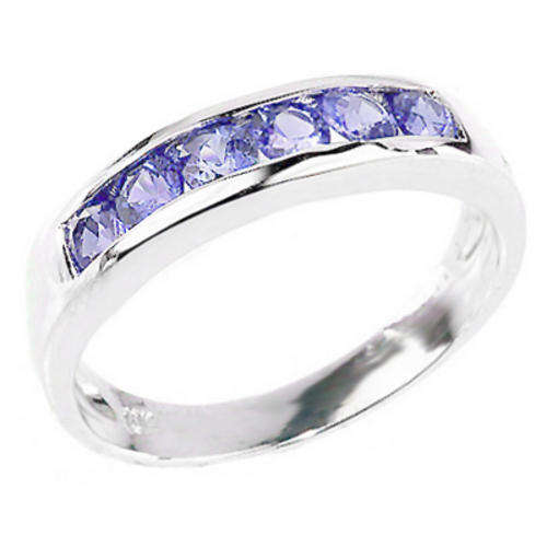 NEW SOLID 925 STERLING SILVER ROUND TANZANITE ANNIVERSARY BAND