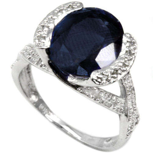 SPECTACULAR 3.7 CT BLACK SAPPHIRE AND WHITE DIAMOND IN 0.925 STERLING SILVER W/ PLATINUM RING