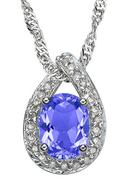 FINE 1.70CT TANZANITE PENDANT NECKLACE IN SOLID 14KT WHITE GOLD FINE AAA+++