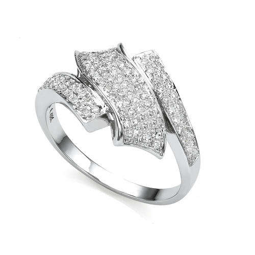 EXCELLENT 14KT WHITE GOLD 0.55CT DESIGNER MICROPAVE SET VS DIAMOND RING CRAZY AUCTIONS!!!!!!!!