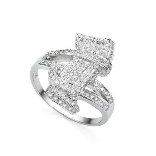 FINE QUALITY 14KT WHITE GOLD 0.60CT DESIGNER MICROPAVE SET VS DIAMOND RING