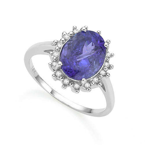 EXCELLENT 3.28CT TANZANITE RING IN SOLID 14KT WHITE GOLD FINE COLOUR AAA+++ CRAZY AUCTION