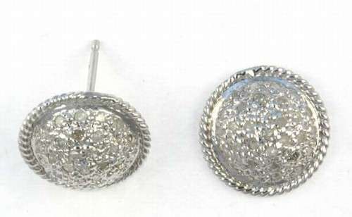 GENUINE 1/2CT DIAMOND DOME SHAPE EARRINGS IN SOLID WHITE GOLD