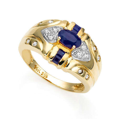 SOLID 9KT GOLD GENUINE SAPPHIRE AND DIAMOND RING