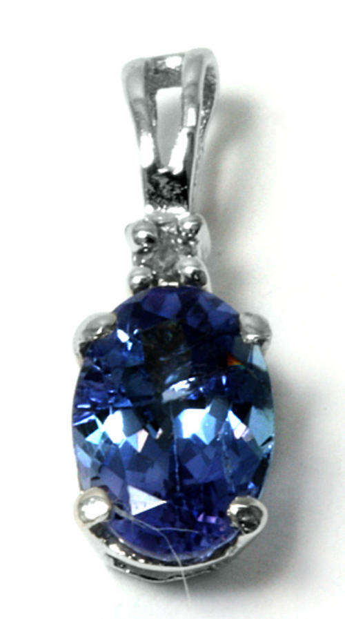 NEW SOLID 14KT WHITE GOLD REAL TANZANITE PENDANT