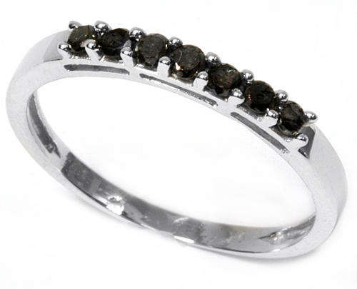 FINE SOLID 9KT WHITE GOLD BLACK DIAMOND RING NO RESERVE!!!!!!!!!!!!!!!