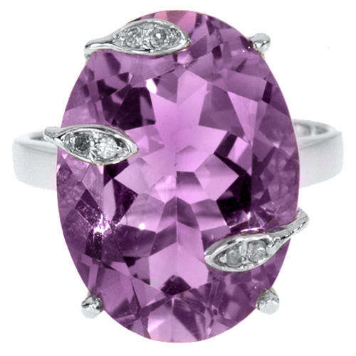 BEAUTIFUL SOLID 9KT  WHITE GOLD GENUINE AMETHYST AND DIAMOND RING