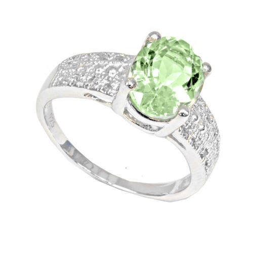 EXCELLENT 2.15CT GREEN AMETHYST RING IN SOLID 9KT WHITE GOLD