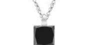 NEW!! SOLID 14KT WHITE GOLD SOLITAIRE 0.35CT GENUINE BLACK DIAMOND NECKLACE