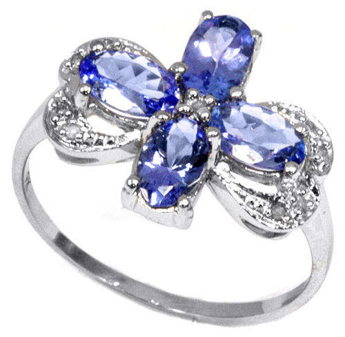 FINE SOLID 9KT WHITE GOLD GENUINE TANZANITE AND DIAMOND RING NO RESERVE!!!!!!!!!!!!!!!