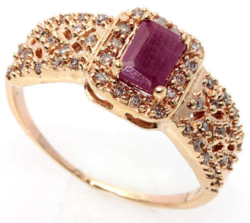 SOLID 9KT YELLOW GOLD GENUINE RUBY AND DIAMOND RING