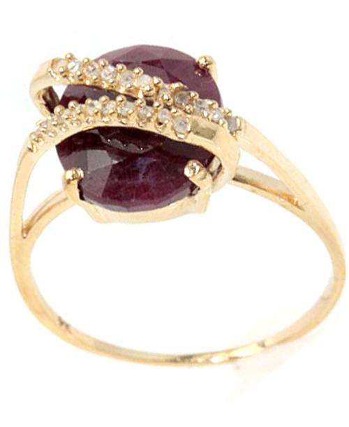 SOLID 9KT YELLOW GOLD GENUINE RUBY AND DIAMOND RING