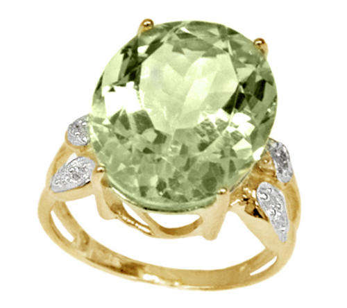 HUGE! 9.5 CT GENUINE GREEN AMETHYST AND DIAMOND 925 STERLING SILVER RING