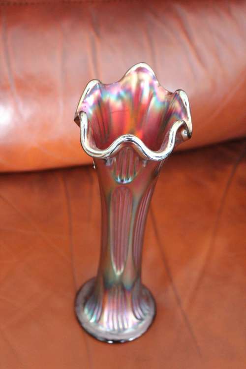 Carnival Glass posey vase circa 1930`s 27cm tall