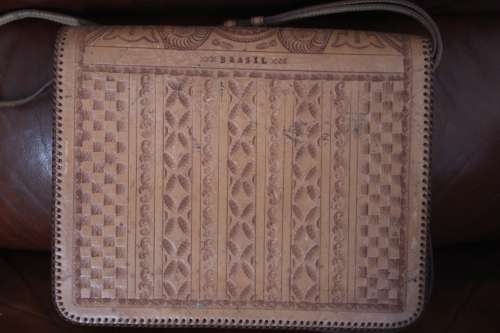 Hand tooled genuine Leather handbag 29.5cm x 24.5cm