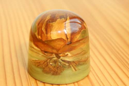Stunning Vintage genuine rose paperweight signed by the artist