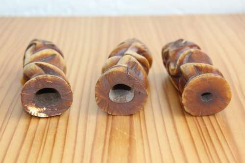 Set of 3 Antique Handcarved Ivory Wise Monkeys circa late 1800`s each measures +-11cm tall