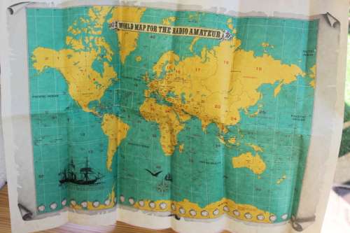Rare! World Map for The Radio Amateur 86cm x 62cm excellent condition