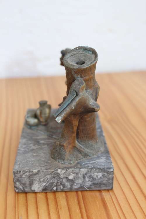 Art Deco Hand Painted Figural Table match Damage to strike plate 12cm x 7cm x 10cm