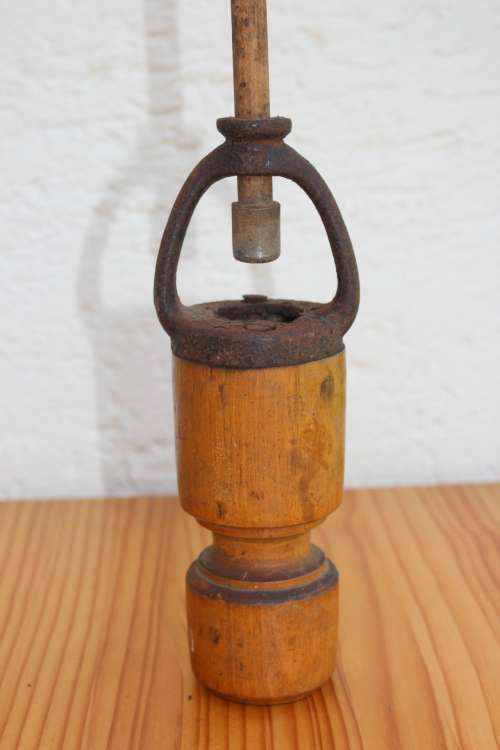 Antique Boer War Trench art Shell Loader made of yellowwood and cast iron 23.6cm tall