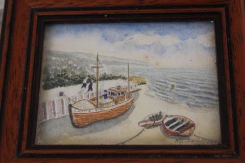 3 Australian Fine Artist Ken Johnson Watercolour miniatures 7.8x6cm (measurement excl. frames)