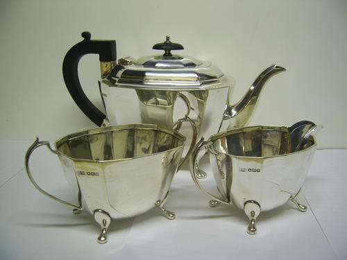 1930's Edward Viner Solid Hallmarked Silver 3 piece tea set - Nice price - take a look