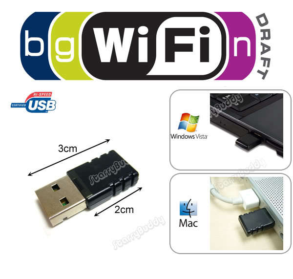 Mini USB Wireless Adapter N 802.11n/g LAN WiFi 150Mbps