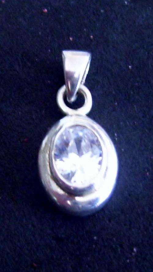 STUNNING Simulated Diamond pendant in Sterling Silver.
